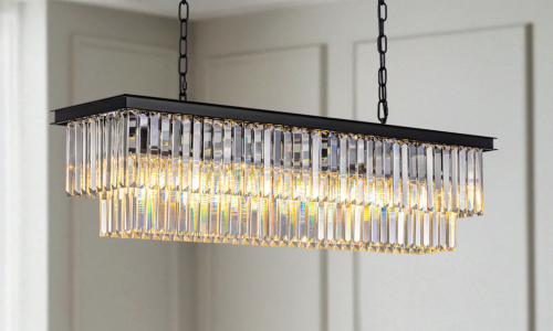 Elegant Rectangular Crystal Chandelier: Luxury Lighting for Your Home