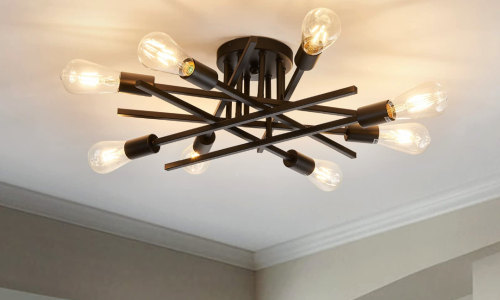 Modern Bedroom Lighting: Semi-Flush Mount Sputnik Ceiling Light