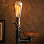 Industrial Raw Iron Pipe Table Lamp for Office Desks