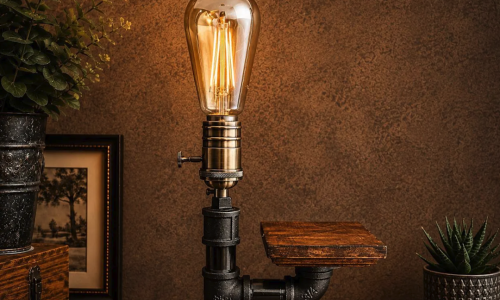 Industrial Raw Iron Pipe Table Lamp for Office Desks