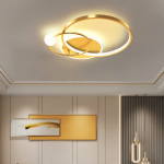 Modern Gold Ring Wavy Ceiling Lamp for Dining Room