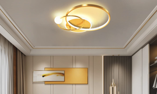 Modern Gold Ring Wavy Ceiling Lamp for Dining Room