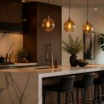 Stylish Amber Glass Pendant Lights for Your Marble Kitchen Island
